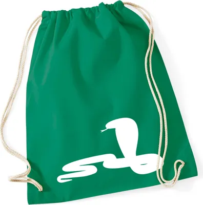 Produktbild von Huuraa Turnbeutel Schlange Kobra Silhouette 12 Liter Kelly Green Baumwolle Rucksack Geschenkidee