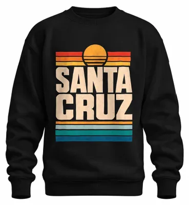 Zdjęcie produktu dla Bluza z kapturem "Santa Cruz, California Sunset", styl retro, motyw: zachód słońca w Kalifornii, ocean, kolor: czarny, rozmiar: L