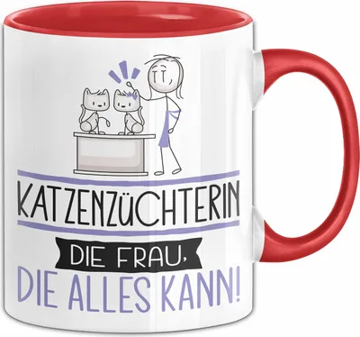 Produktbild von Katzenzüchterin Geschenk Tasse Becher Die Frau Die Allen Kann Geschenkidee für eine Katzenzüchterin Lustig (Rot)
