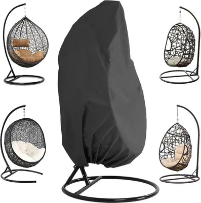 Produktbild von Hängesessel Schutzhülle Schwebesessel Oxford Wasserdicht Wetterfest Terrasse Schaukelstuhl Abdeckung mit Kordelzug Schwarz, 190 x 115 cm