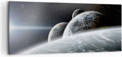 Produktbild von Bild auf Leinwand - Leinwandbild - Planeten Kosmos Sterne - 120x50cm - Wand Bild - Wanddeko - Leinwanddruck - Bilder - Kunstdruck - Wanddekoration - Leinwand bilder - Wandkunst - AB120x50-2327