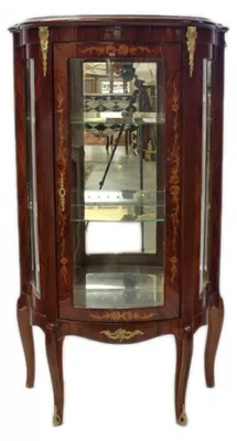 Image de Vitrine Casa Padrino de style baroque, en bois de noyer – Armoire vitrine de luxe en bois et en verre – 70 x 40 x 135 cm