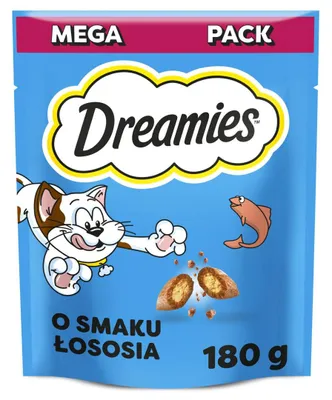 Zdjęcie produktu dla Dreamies z Łososiem 180g Przysmak Dla Kota Chrupiące Paszteciki z Nadzieniem