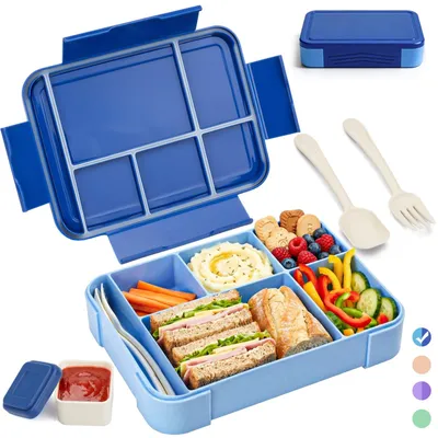Lunchbox mit Fächern 1300 ml, BPA-frei, 5 Kompartimente, leicht 340 g