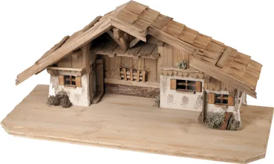 Produktbild von Krippenstall aus Holz 90x40x39 cm für 11-15 cm Figuren Deko
