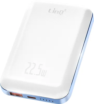 Immagine prodotto di LinQ, Powerbank MagSafe da 10.000 mAh con funzione di ricarica wireless da 15 W, bianco
