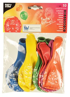 Obrázek produktu pro Papstar bunte Luftballons Happy Birthday farbig sortiert 10 Stück