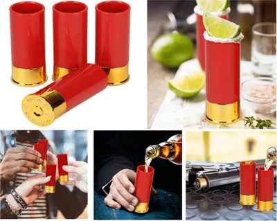 Produktbild von Pumpgun Patronen Schnapsgläser Patronenhülse im 4er Set Shots Pinnchen Munition