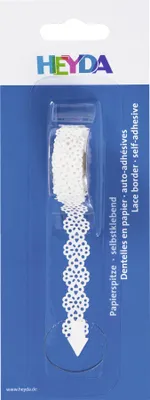 Image de Heyda 204880081 Dentelle de papier autocollante "Fleurs" 2 m x 14 mm blanc