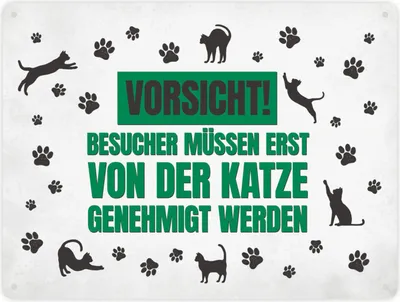 Produktbild von Besucher müssen erst von der Katze genehmigt werden Metallschild XXL