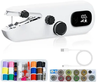 Produktbild von Azomor® Tragbare elektrische Handnähmaschine mit LED-Display und USB-Ladefunktion