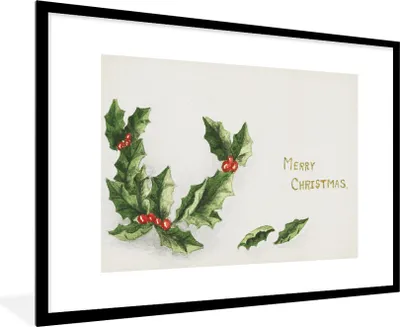 Produktbild von MuchoWow® Gerahmtes Poster Weihnachten - Stechpalme - Weihnachtsschmuck 90x60 cm - Poster mit Schwarzem Bilderrahmen Wandposter Rahmen Foto Bilder - Wanddekoration - Fotos