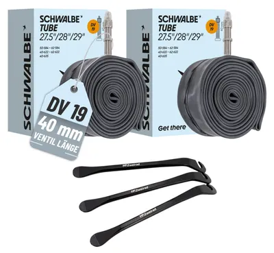 Produktbild von 2x Schwalbe Schlauch DV19 40mm 40/62-584/635 Modell 2026 + Reifenheber