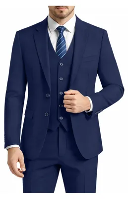 Immagine prodotto di LUPURTY: Completi da uomo slim fit, confezione da 3 pezzi, giacca monopetto con due bottoni, colore solido