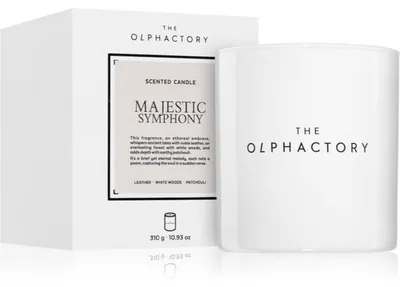 Productafbeelding van De Olphactory geurkaars "Majestic Symphony" met ledergeur, 310 gram