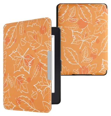Produktbild von kwmobile Schutzhülle für Amazon Kindle Paperwhite Hülle - eReader Flip Case mit Auto Sleep Funktion - Herbstgefühle mit Weiß Orange Braun