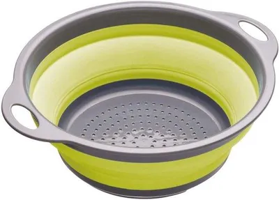 Image de Passoire pliable de 24 cm, verte, en plastique