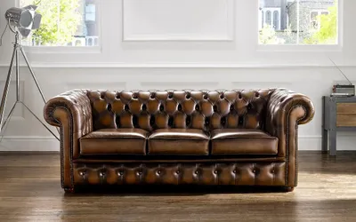 Produktbild von Chesterfield 3 Sitzer Polster Couch Antik Stil Leder Sofa Couchen