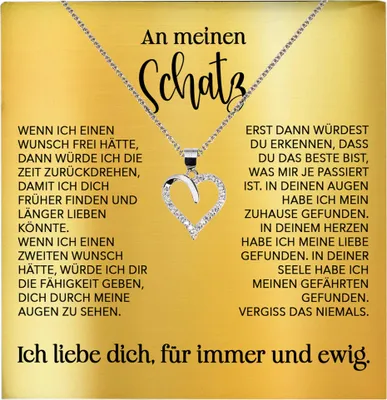 Produktbild von 22Feels Schatz Ich Liebe Dich Frauen Geschenk Ehefrau Freundin Herz Halskette Valentinstag Hochzeitstag Jahrestag (Damen Silber 925/000 Schmuck)