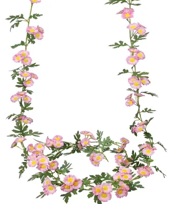 Image de 2 guirlandes de fleurs artificielles, marguerites roses en soie, longueur 180 cm