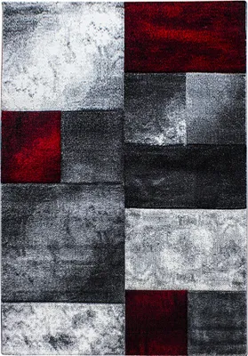 Image de Hawaii Tétris tapis poils ras rectangle 140x200cm rouge