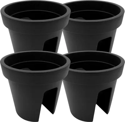 Image de Pot en gel anthracite, lot de 4 Pot de balcon Pot suspendu Pot de fleurs