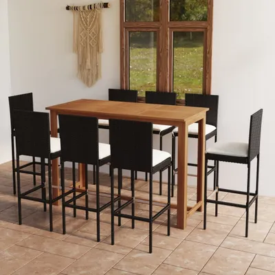 Produktbild von "Rabatt" 9-tlg. Gartenbar-Set mit Kissen - Balkonmöbel/Terrassenmöbel - Schwarz - Lounge-Dining set CC2880