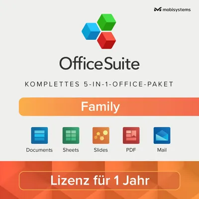 OfficeSuite Family – 6 Benutzer, 1 Jahr, für Windows & Mobil