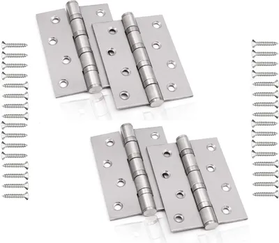 Zdjęcie produktu dla 4 x zawiasy do bram ze stali nierdzewnej - wytrzymałe zawiasy do drzwi - zawiasy do bram ogrodowych ze stali nierdzewnej 100 mm x 75,5 mm - zestaw do montażu łodzi - łącznik do mebli, okien, szafek z mocowaniem - zawias do drzwi
