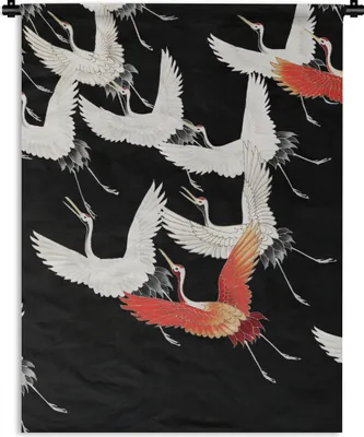 Produktbild von MuchoWow® Wandteppich Wandbehang Kranich - Weiß - Rot - Japan 60x80 cm Tapisserie Dekoration Wandtuch - Decke - Wandtücher - Wohne