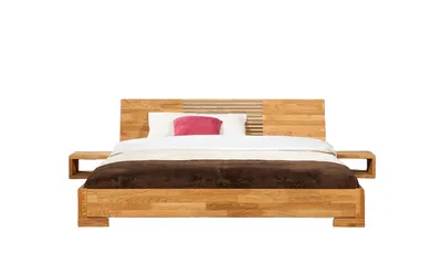Produktbild von Bett Bento 11 Sonderlänge 160x190 Wildeiche massiv Holzkopfteil und Holzbeine
