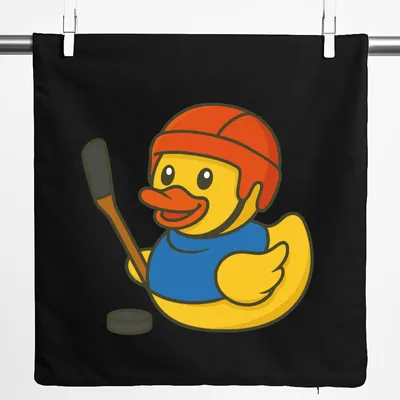 Produktbild von Huuraa Kissenbezug Quietscheente Eishockey Gummiente Hockey 40x40cm Black Baumwolle Dekokissenbezug Geschenkidee