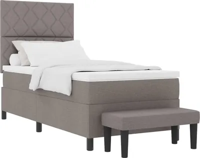 Produktbild von vidaXL Boxspringbett mit Matratze mit Kopfteil Taupe 90 x 200 cm Stoff