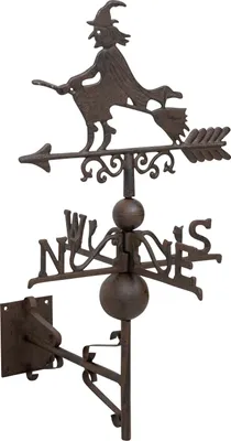 Produktbild von Nostalgie Wand Wetterhahn Hexe Garten Dekoration Windrad Eisen Wetterfahne braun