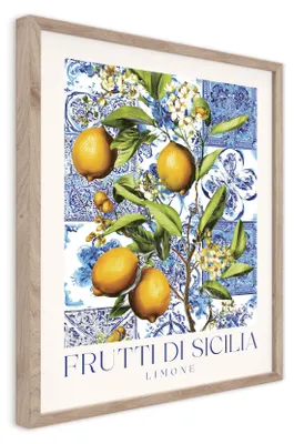 Zdjęcie produktu dla STYLER Obraz plakat 40x50 cm w ramie MDF włoski motyw Sycylii dekoracja ścienna do salonu kuchni biura Poster SICILIA