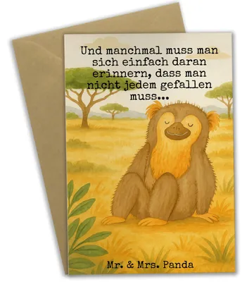 Produktbild von Mr. & Mrs. Panda abiturkarte Affe Design - Weiß - Geschenk, genesungskarte, Klappkarte, Affen, Respekt, Afrika, einladungskarten, hochzeitskarten, weihnachtskarten, Liebe