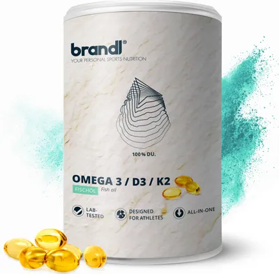 Produktbild von brandl® Omega 3 D3 K2 Kapseln mit Premium Fischöl Omega 3 | EPA DHA hochdosiert mit 2:1 Verhältnis