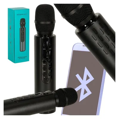 Zdjęcie produktu dla Bezprzewodowy mikrofon do karaoke Bluetooth w kolorze czarnym