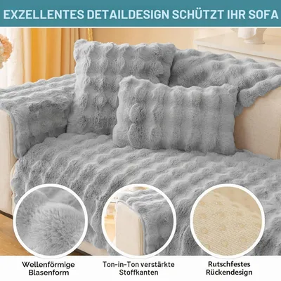 Produktbild von Sofaüberwurf Hellgrau 45x45cm Plüschstoff