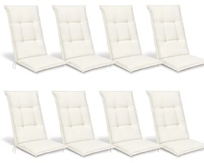 Produktbild von Beautissu 8er Set Hochlehner Set Base HL Sitzkissen, 120x50x6cm Natur