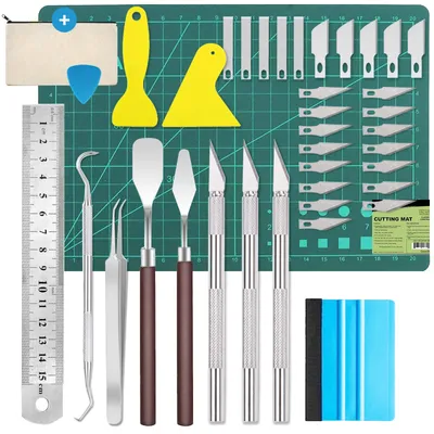 Productafbeelding van 39 stuks plotteraccessoires, scalpelsnijmes en knutselgereedschap