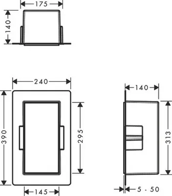 Zdjęcie produktu dla Hansgrohe XtraStoris Minimalistic - Wnęka ścienna, 300x150x140 mm, czarny matowy 56076670
