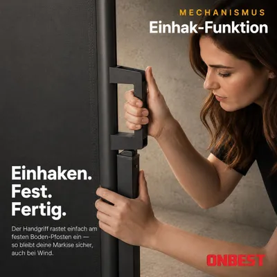 Produktbild von ONBEST Seitenmarkise | 160 x 300 cm | Ausziehbar | mit Schrauben und Dübel | Wasserabweisend | UV-Beständig