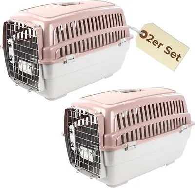 Produktbild von 2er Set Transportbox IATA-konform Flugbox Flugzeug Hundebox Hunde Transportbox Hund für 2 Tiertransportbox Hundetransportbox Gr. L