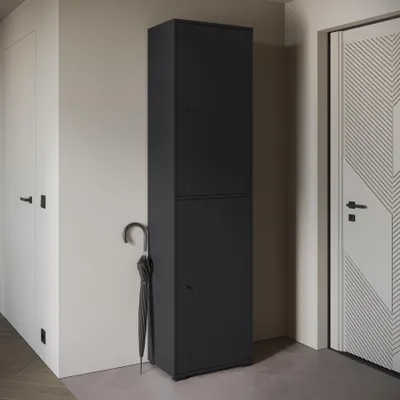 Productafbeelding van MINIO, model "DAFNI 26", hoge schoenenkast, hoge garderobekast, met legplanken, 50 cm, zwart
