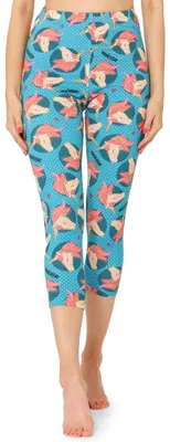 Image de Leggings capri 3/4 pour femme Merry Style, imprimé multicolore sur toute la surface, MS10-411 (Bleu/Licorne, S)