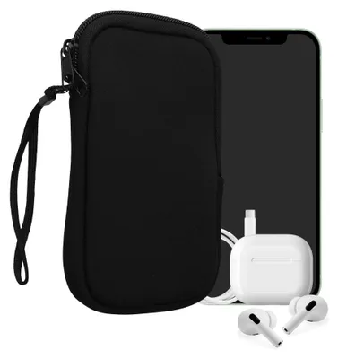 Produktbild von kwmobile Neopren Handytasche für Smartphones L - 6,5" - Handy Tasche mit Reißverschluss - Handyhülle universal Schwarz