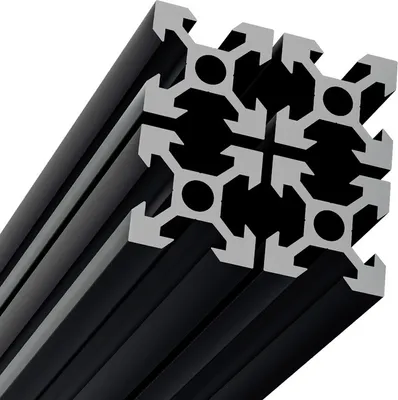 Obrázok produktu pre Jopassy hliníkový profil 4 ks 20x20mm 1m systém, montážny a stavebný profil, čierny
