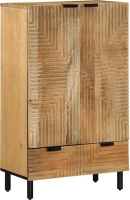 Produktbild von Eleganten-Stil Highboard,Vitrinenschrank ,Anrichte Braun 60x33x100 cm Massivholz Mango Kommoden CHY1148175