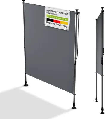 Produktbild von Juskys Senkrechtmarkise Barbados 150x310 cm - Sonnenschutz, Sichtschutz, ausziehbar - Grau